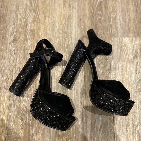 CAPE ROBBIN black sparkly heels - Picture 2 of 6